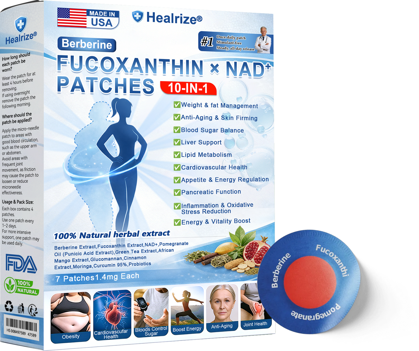 🇺🇸𝑶𝒇𝒇𝒊𝒄𝒊𝒂𝒍 𝑺𝒕𝒐𝒓𝒆  | 💖💖 𝐇𝐞𝐚𝐥𝐫𝐢𝐳𝐞® 𝐁𝐞𝐫𝗯𝗲𝐫𝐢𝐧𝐞 · Fucoxanthin × NAD⁺ 𝟏𝟎-𝐢𝐧-𝟏 Highly Absorbale 𝐏𝐚𝐭𝙘𝙝(𝐉𝐮𝐬𝐭 𝐨𝐧𝐜𝐞 𝐚 𝐝𝐚𝐲, 𝐯𝐢𝐬𝐢𝐛𝐥𝐞 𝐜𝐡𝐚𝐧𝐠𝐞𝐬 𝐢𝐧 𝟕 𝐝𝐚𝐲𝐬） ✅ 𝐅𝐨𝐫 𝐨𝐛𝐞𝐬𝐢𝐭𝐲, 🅛🅞🅞🅢🅔 🅢🅚🅘🅝,𝐝𝐢𝐚𝐛𝐞𝐭𝐞𝐬, 𝐬𝐥𝐞𝐞𝐩 𝐚𝐩𝐧𝐞𝐚, 𝐣𝐨𝐢𝐧𝐭 𝐢𝐬𝐬𝐮𝐞𝐬, 𝐚𝐧𝐝 𝐦𝐨𝐫𝐞