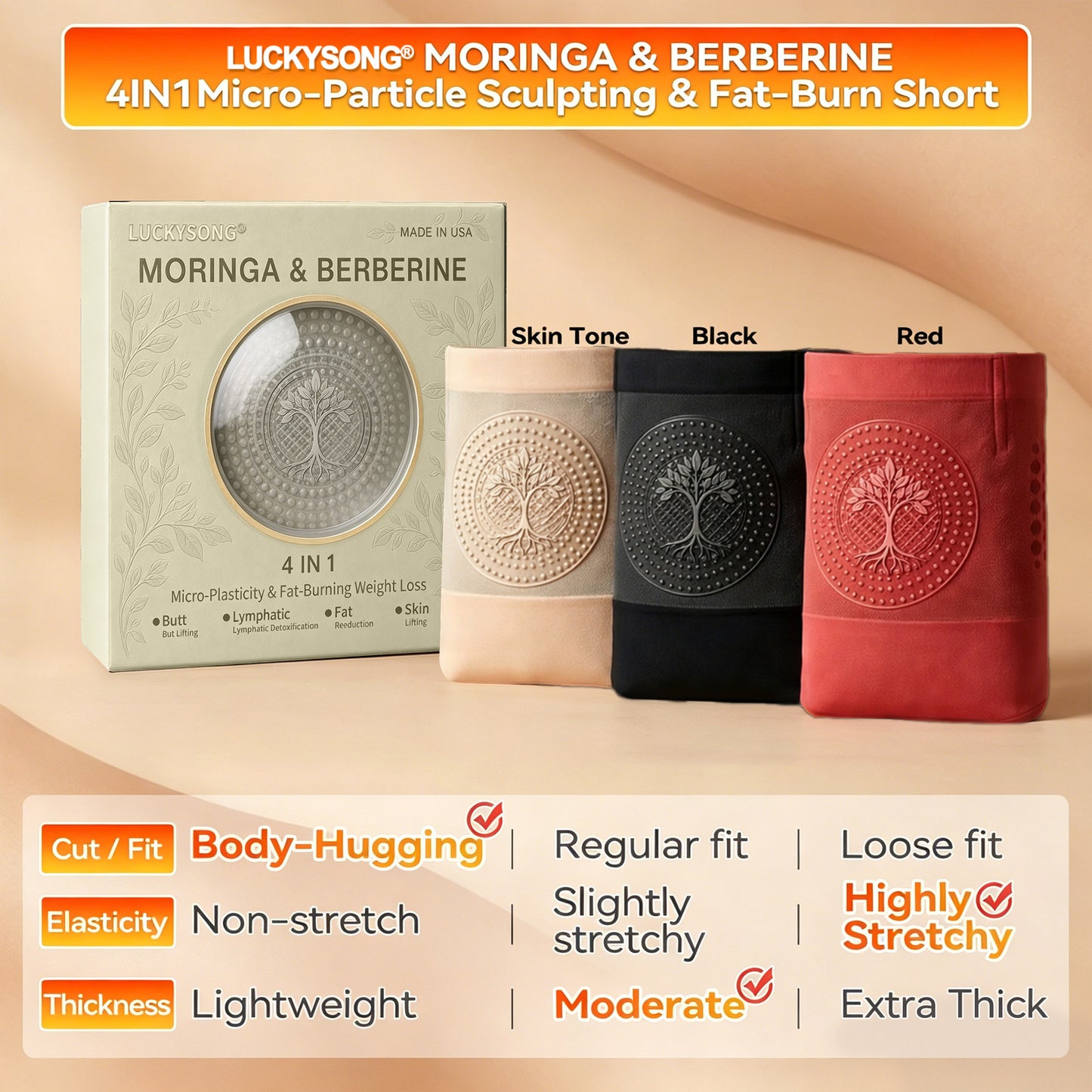 ✨ LUCKYSONG® 2026 Moringa & Berberine 4-In-1 Micro-Particle Sculpting & Fat-Burn Shorts